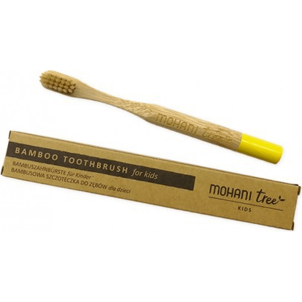 Bambusowa szczoteczka do zębów dla dzieci – żółta, włosie miękkie
