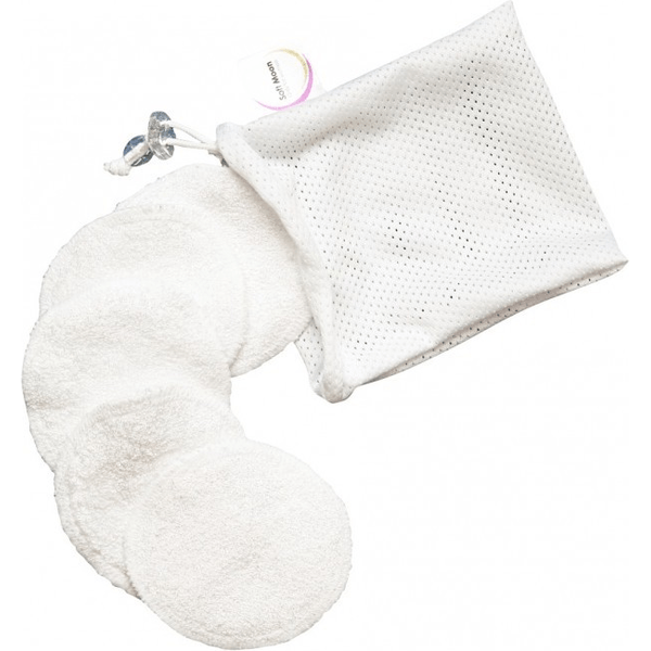 Soft Moon – Wielorazowe organiczne płatki kosmetyczne białe 5 szt. + woreczek do prania