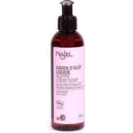 Najel Mydło Aleppo w płynie z organiczną wodą z róży damasceńskiej, 200 ml