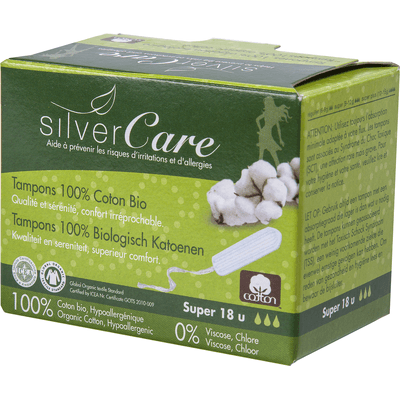 Tampony ze 100% certyfikowanej bawełny organicznej - Super - SIlver Care Masmi