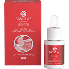 BasicLab Serum na noc z 0,5% retinolem, koenzymem Q10 i skwalanem - odnowa i stymulacja - 15ml