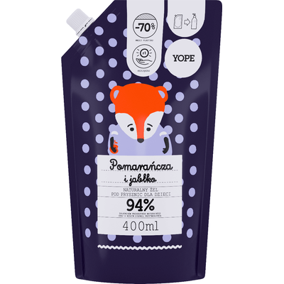 Żel pod prysznic dla dzieci - Pomarańcza i jabłko - refill Yope