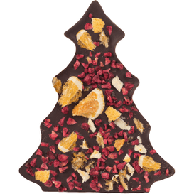 M.Pelczar Chocolatier Czekoladowa choinka z gorzkiej czekolady z pomarańczą i maliną, 50 g