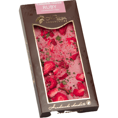 Czekolada różowa - Ruby z truskawkami i miętą M.Pelczar Chocolatier