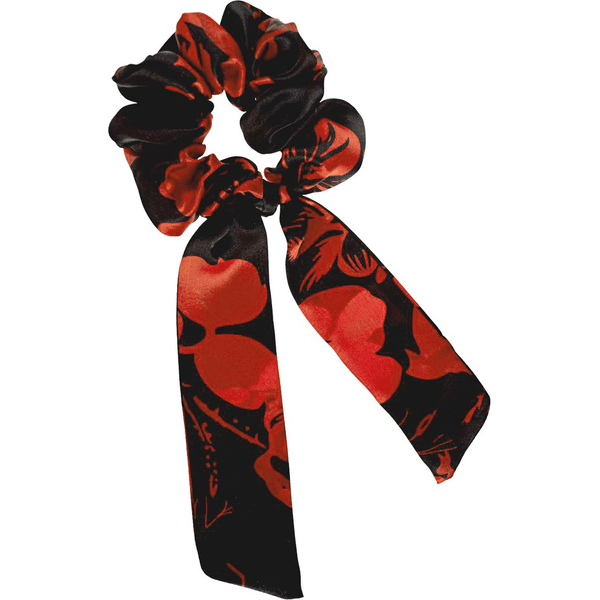 Scrunchie jedwabna przewiązana wstążką