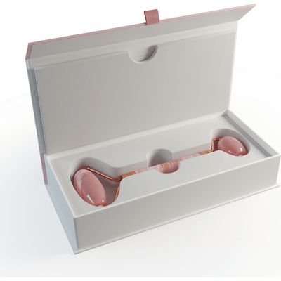 Masażer do twarzy (roller) z różowego kwarcu - dwustronny klasyczny Fluff