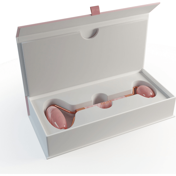 Masażer do twarzy (roller) z różowego kwarcu – dwustronny klasyczny