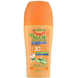 Equilibra Aloesowy krem przeciwsłoneczny w sprayu dla dzieci SPF 30+, 150 ml
