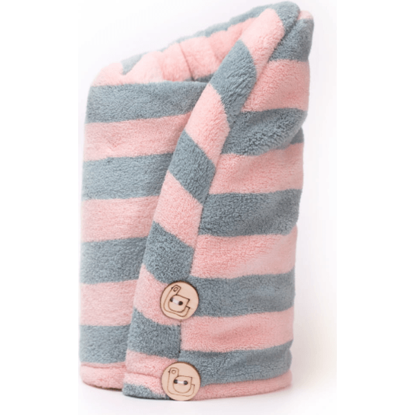 Turban do włosów z mikrofibry, różowo-szary