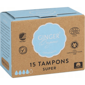 Ginger Organic Tampony bez aplikatora - Super, 15 szt.