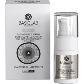 BasicLab Liftingujące serum pod oczy i na powieki z 10% kompleksem peptydów i ceramidami, 15 ml