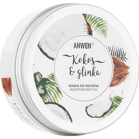 Anwen Maska do włosów niskoporowatych - Kokos i glinka, 200 ml