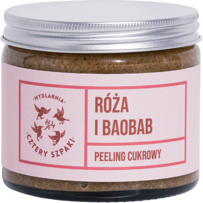 Peeling róża i baobab z cukrem trzcinowym Mydlarnia Cztery Szpaki