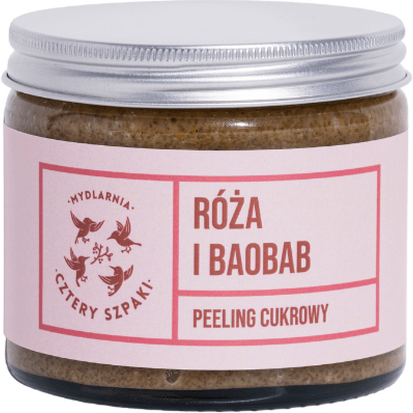 Peeling róża i baobab z cukrem trzcinowym