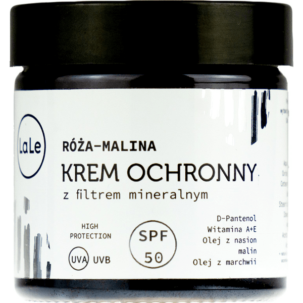 Krem ochronny z filtrem mineralnym UVA/UVB – SPF 50 – róża-malina