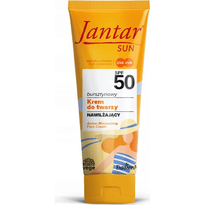 Bursztynowy krem do twarzy - nawilżający SPF50 - Jantar Sun Farmona