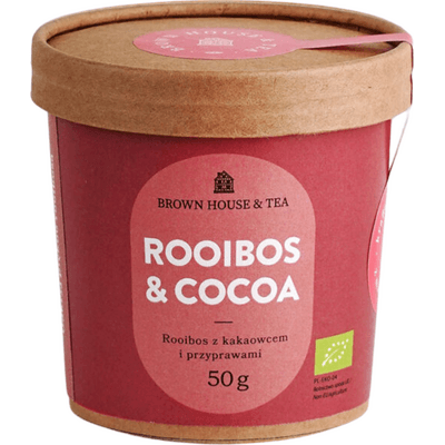 Rooibos & Cocoa - rooibos z kakaowcem (data ważności: 2024-01-21) Brown House & Tea