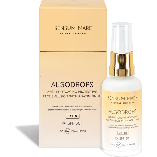 ALGODROPS SATIN Innowacyjna kremowa emulsja ochronna przeciw fotostarzeniu SPF 50+ UVB UVA PA++++