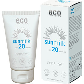 Eco Cosmetics SPF 20 mleczko na słońce z granatem i maliną - Sensitive, 75 ml