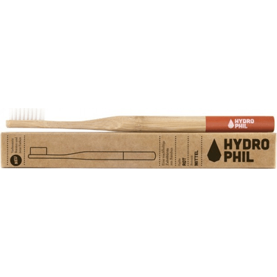 Naturalna bambusowa szczoteczka do zębów - włosie średnie - czerwona Hydrophil